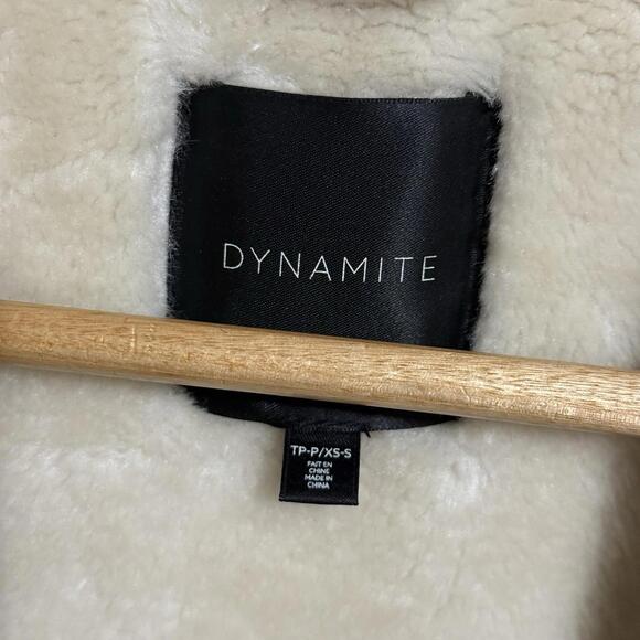 Dynamite Faux Suede Sherpa Vest Beige Waterfall Open Front XS-S Womens - Picture 3 of 9